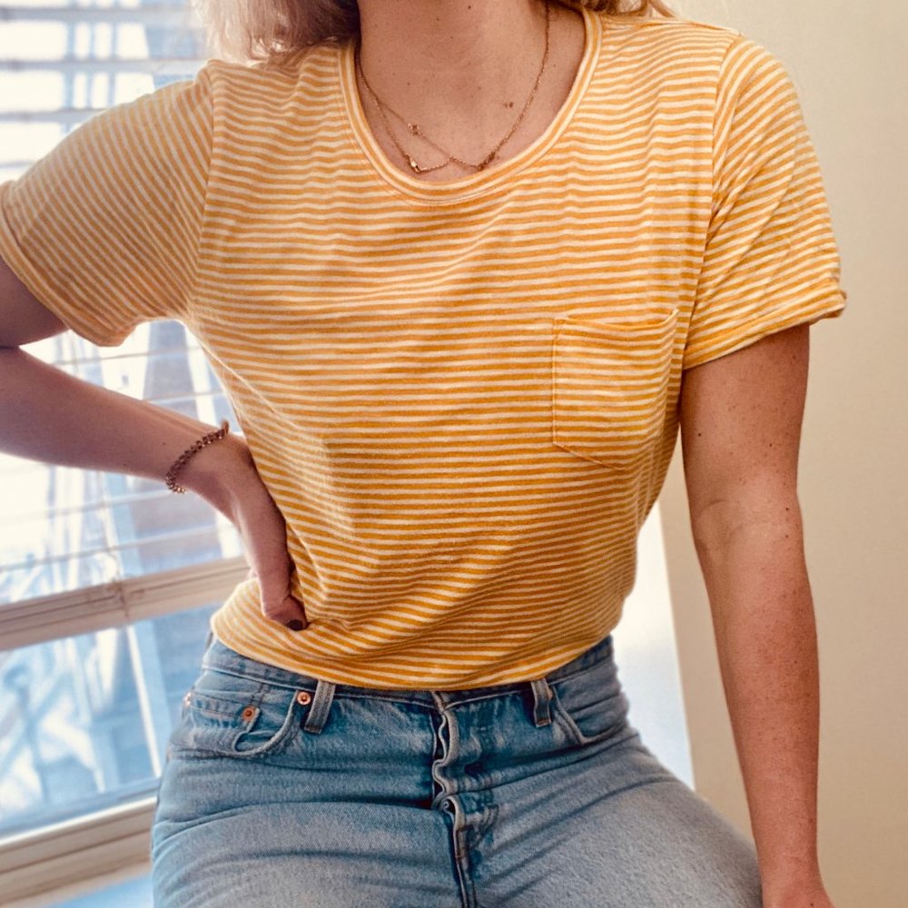 J Crew Tie-Front Yellow T-Shirt